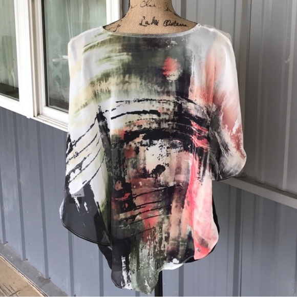 AGB cheer colorful top with black built in tanktop - Picture 2 of 2